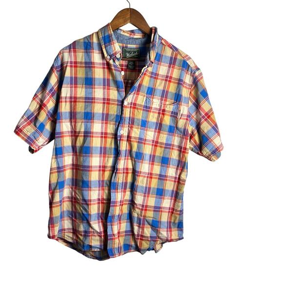 Woolrich Button up short sleeve plaid shirt-Size L - Picture 1 of 5